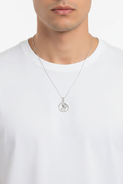 925 Sterling Silver Circle Basketball Pendant