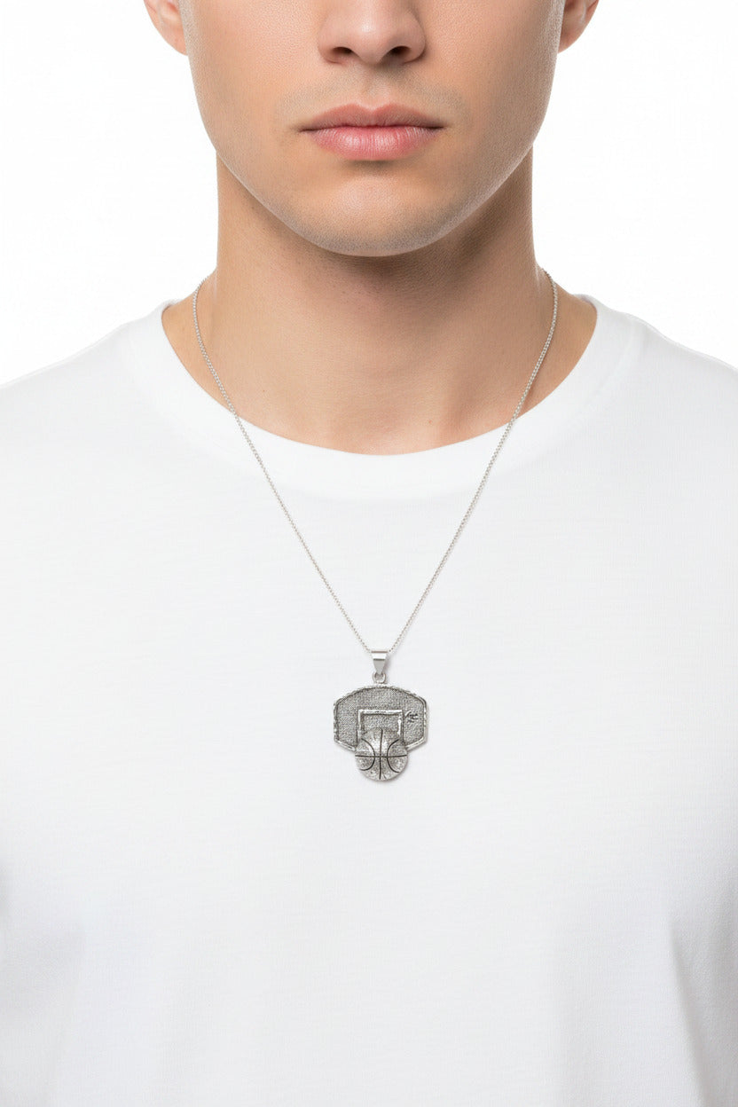 925 Sterling Silver Basketball Pendant