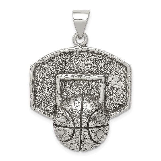 925 Sterling Silver Basketball Pendant