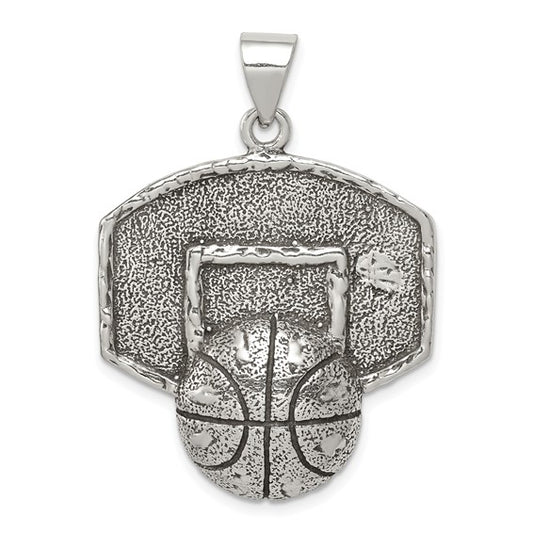 925 Sterling Silver Basketball Pendant