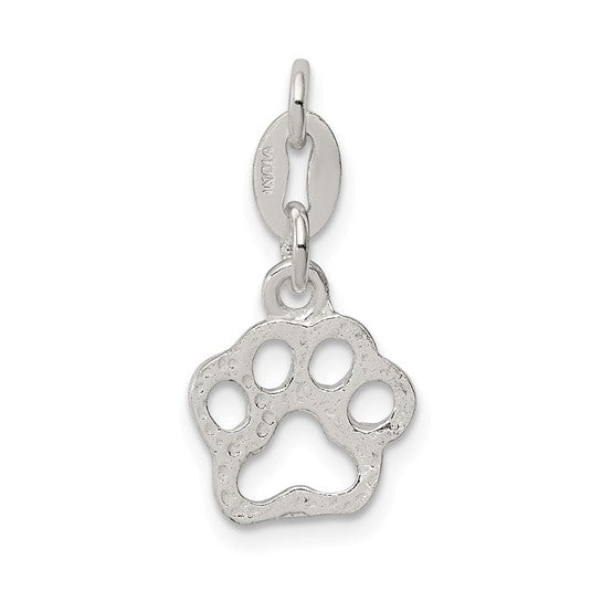 925 Sterling Silver Paw Print Pendant