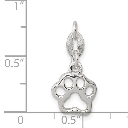 925 Sterling Silver Paw Print Pendant