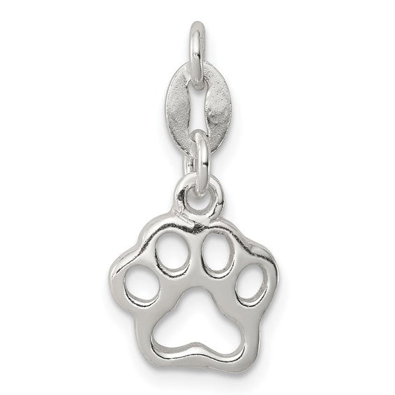 925 Sterling Silver Paw Print Pendant