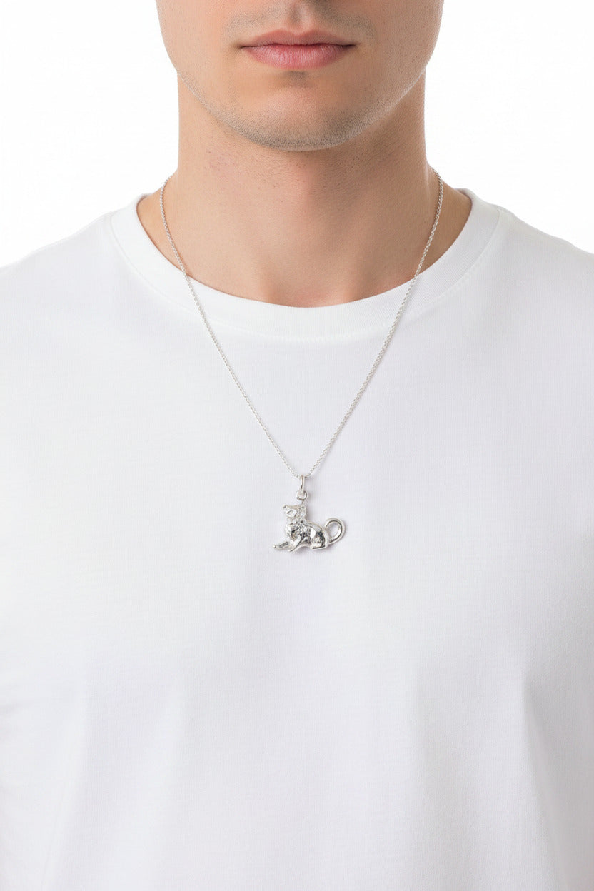 925 Sterling Silver Cat Pendant