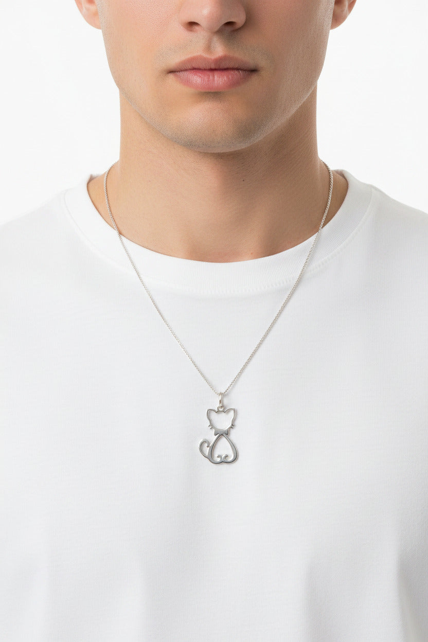 925 Sterling Silver Cat Pendant