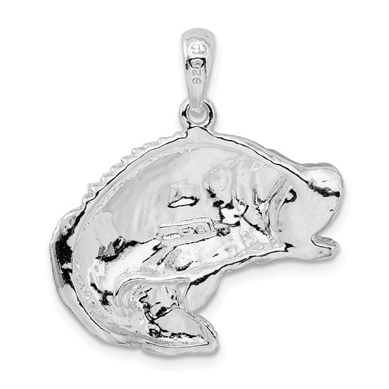 925 Sterling Silver Bass Fish Pendant