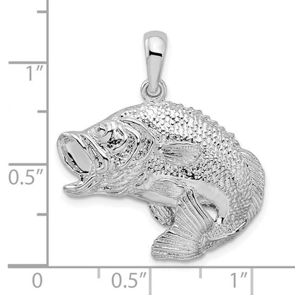 925 Sterling Silver Bass Fish Pendant