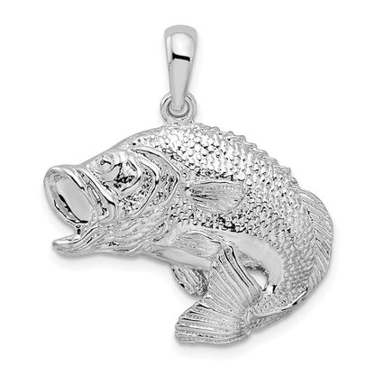 925 Sterling Silver Bass Fish Pendant