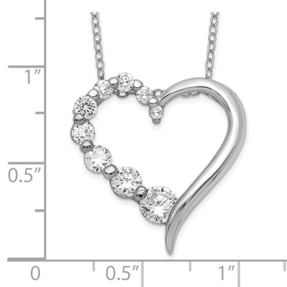 925 Sterling Silver Open Heart CZ Pendant