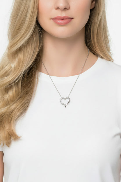 925 Sterling Silver Open Heart CZ Pendant