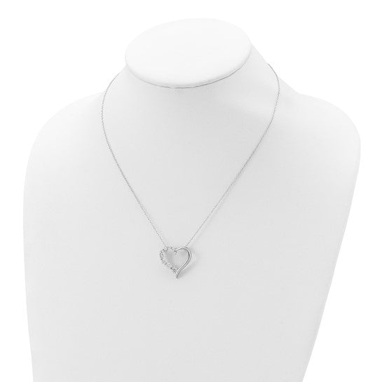 925 Sterling Silver Open Heart CZ Pendant