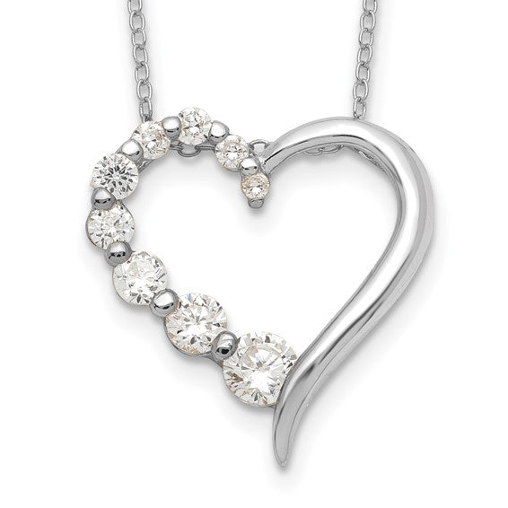 925 Sterling Silver Open Heart CZ Pendant