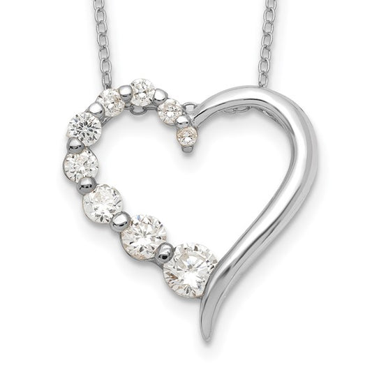 925 Sterling Silver Open Heart CZ Pendant
