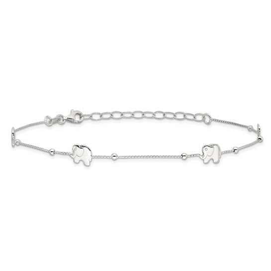 925 Sterling Silver Elephant Anklet