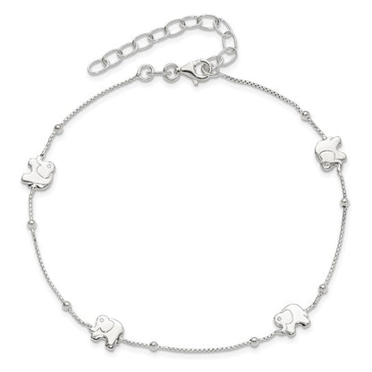 925 Sterling Silver Elephant Anklet