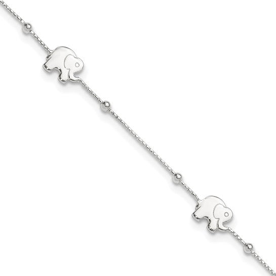 925 Sterling Silver Elephant Anklet