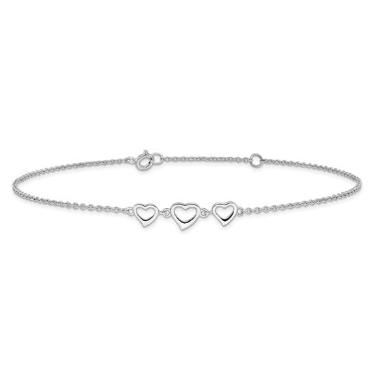 925 Sterling Silver Heart Anklet