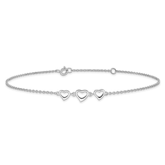 925 Sterling Silver Heart Anklet