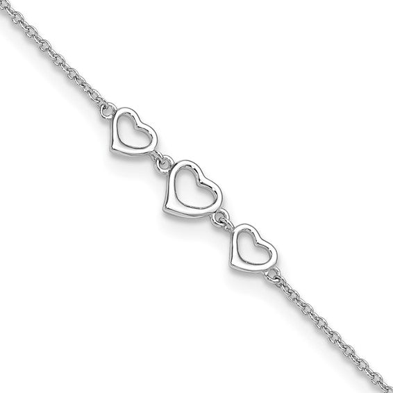 925 Sterling Silver Heart Anklet