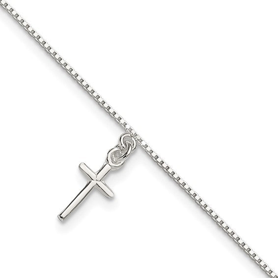 925 Sterling Silver Cross Anklet