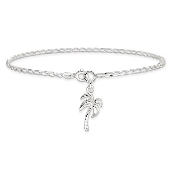 925 Sterling Silver Palm Tree Anklet