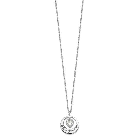 925 Sterling Silver I Love You Mom Pendant
