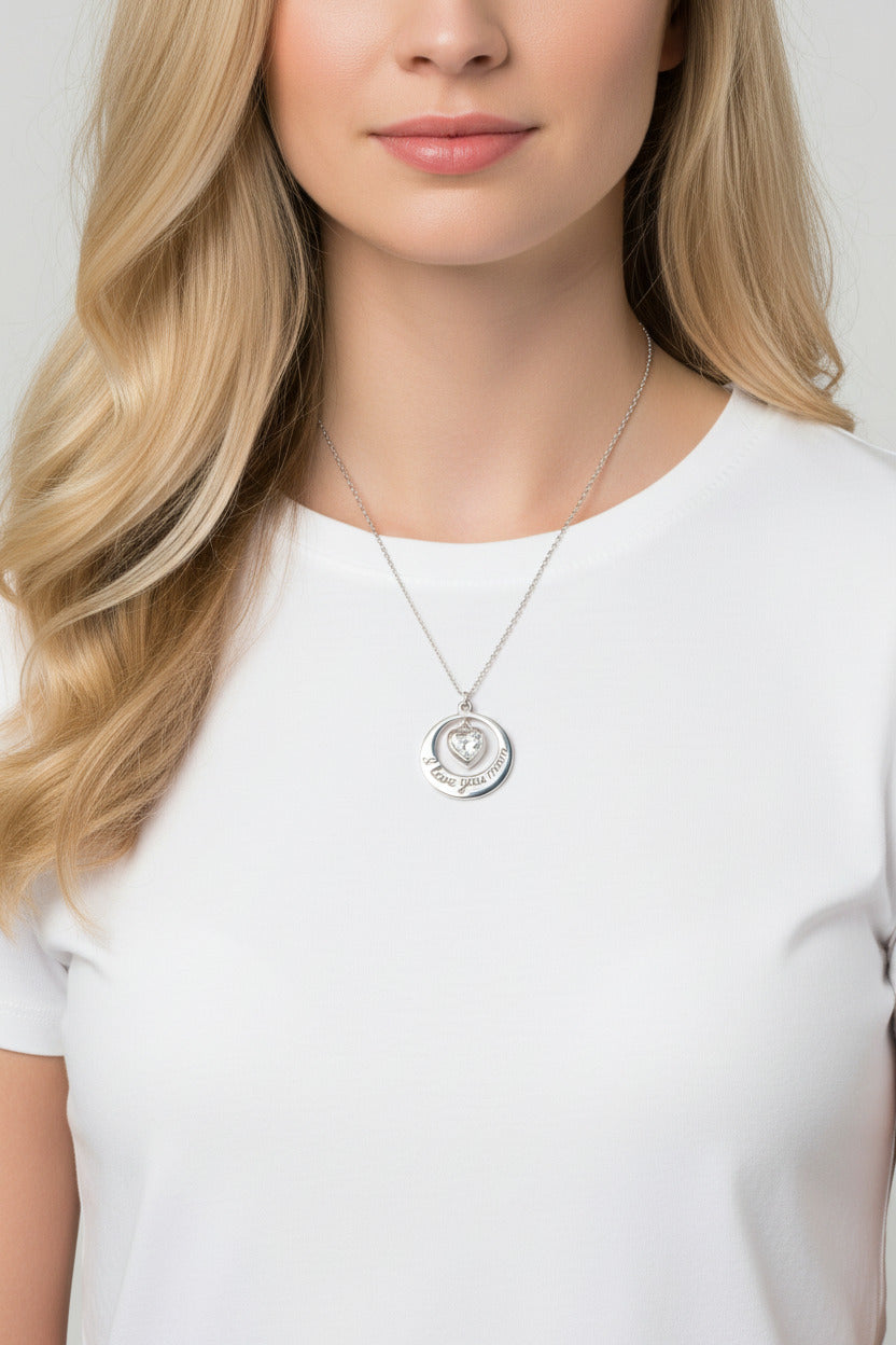 925 Sterling Silver I Love You Mom Pendant