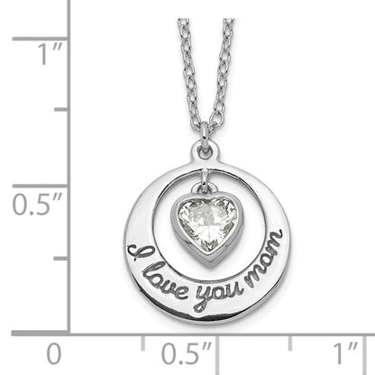 925 Sterling Silver I Love You Mom Pendant