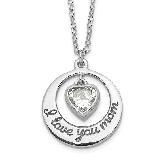 925 Sterling Silver I Love You Mom Pendant