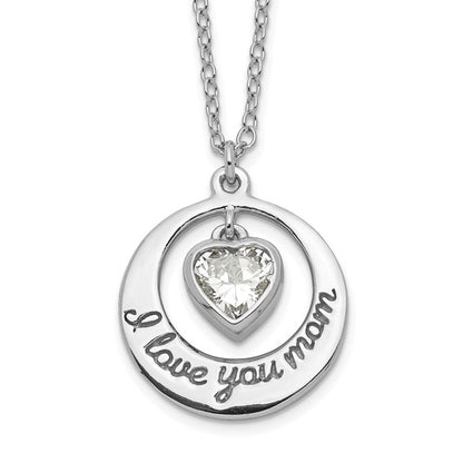 925 Sterling Silver I Love You Mom Pendant