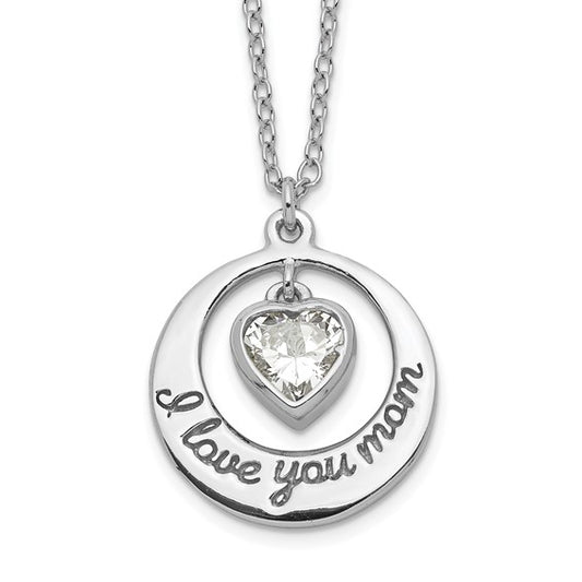 925 Sterling Silver I Love You Mom Pendant