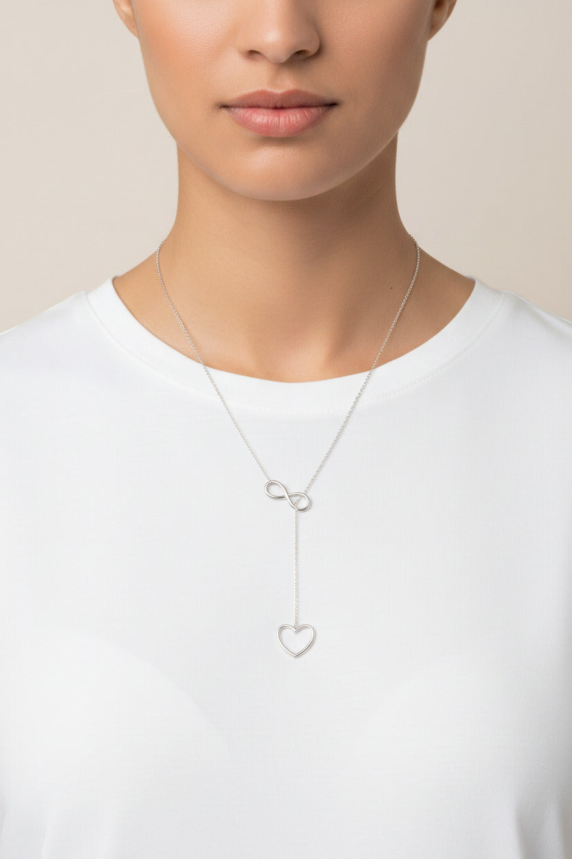 925 Sterling Silver Infinity Heart Necklace