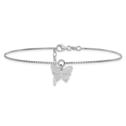 925 Sterling Silver Butterfly Anklet