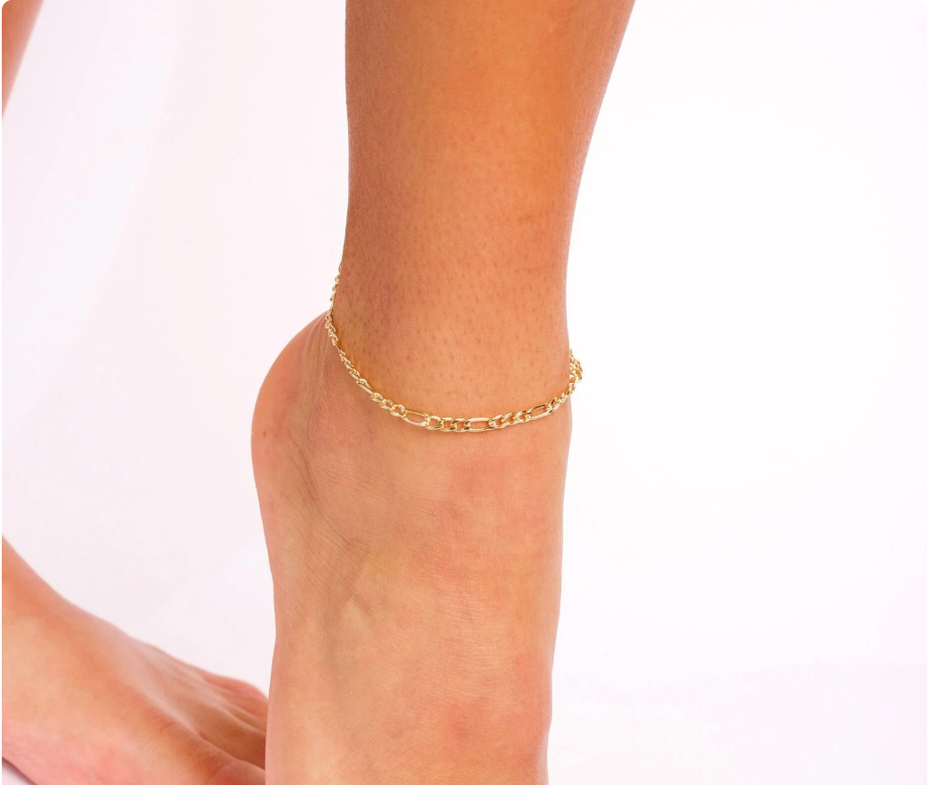 10K Yellow Gold Figaro Anklet