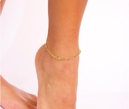 10K Yellow Gold Figaro Anklet