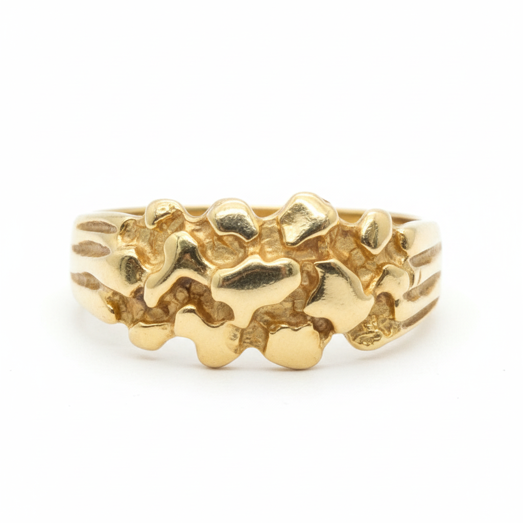 10K Solid Gold Nugget Ring - Size 11
