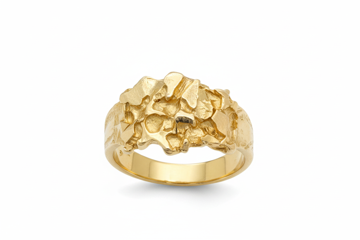 10K Solid Gold Nugget Ring - Size 10