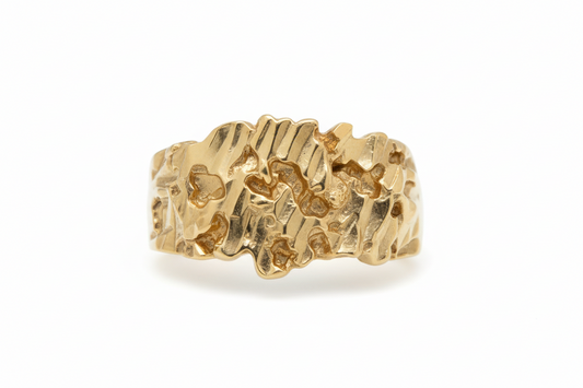 10K Solid Gold Nugget Ring - Size 10