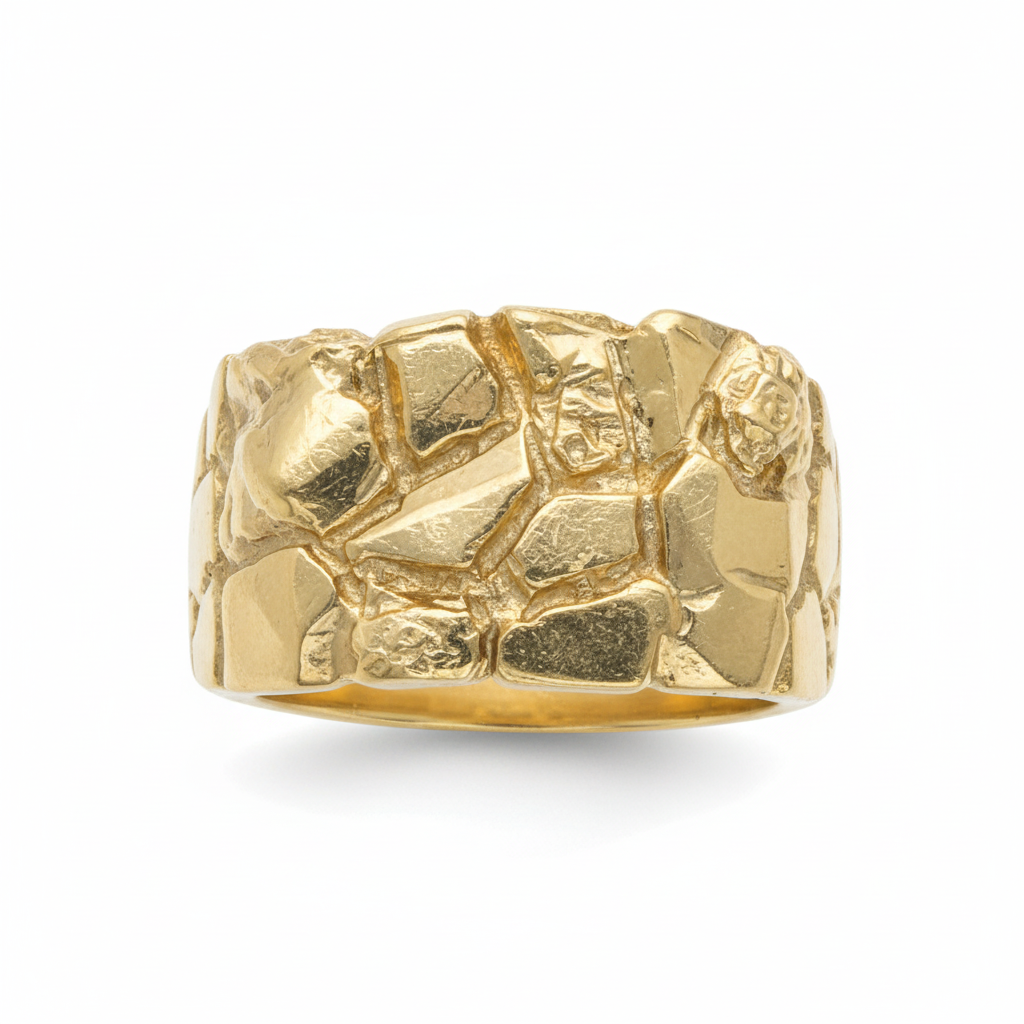 10K Solid Gold Nugget Ring - Size 7