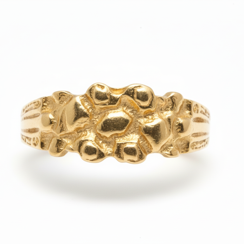 10K Solid Gold Nugget Ring - Size 11