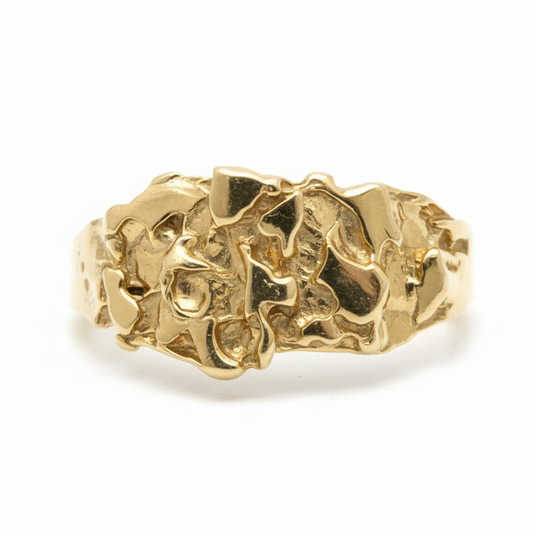 10K Solid Gold Nugget Ring - Size 10.5