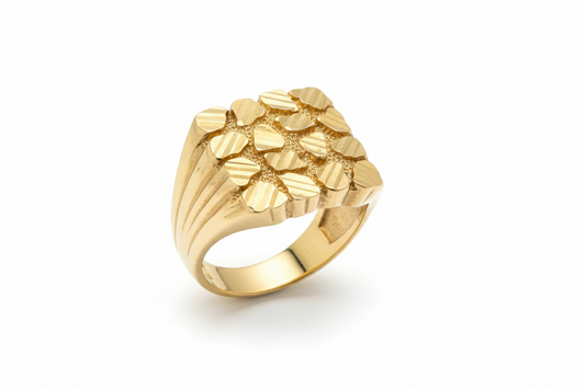 10K Solid Gold Nugget Ring - Size 8.5