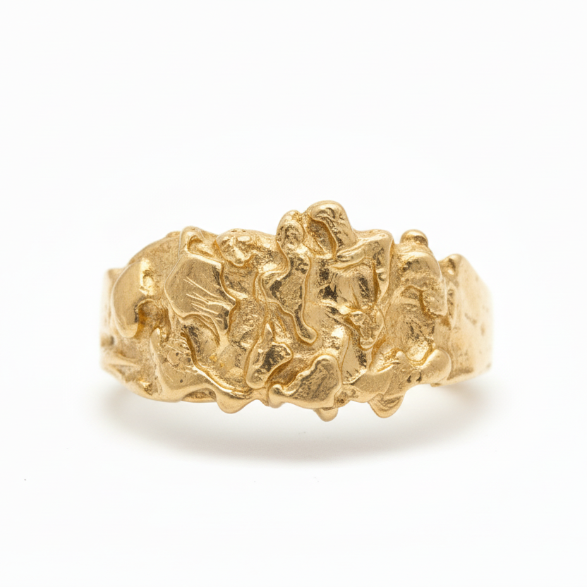 10K Solid Gold Nugget Ring - Size 12