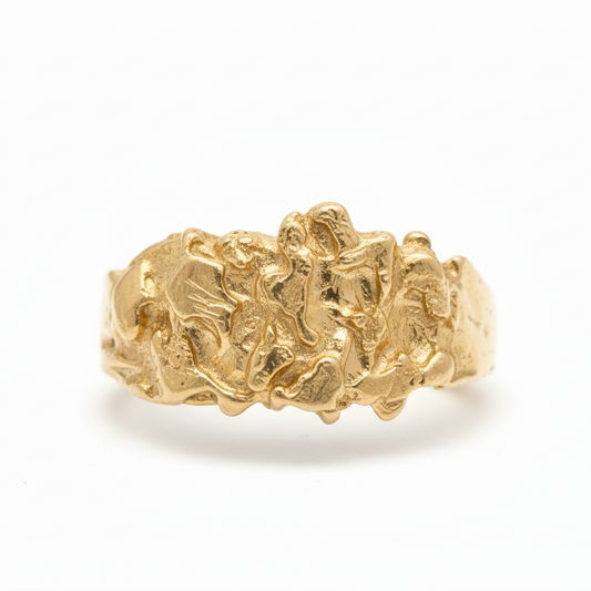 10K Solid Gold Nugget Ring - Size 12
