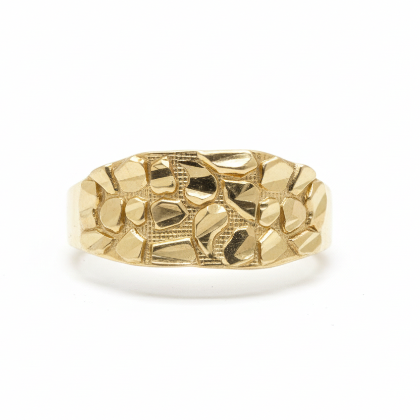 10K Solid Gold Nugget Ring - Size 10