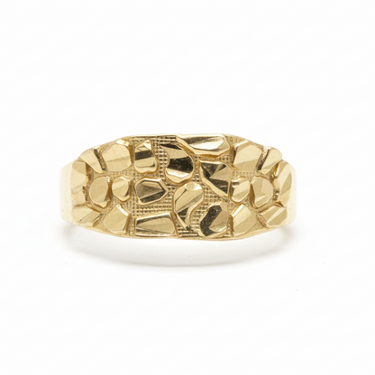 10K Solid Gold Nugget Ring - Size 10