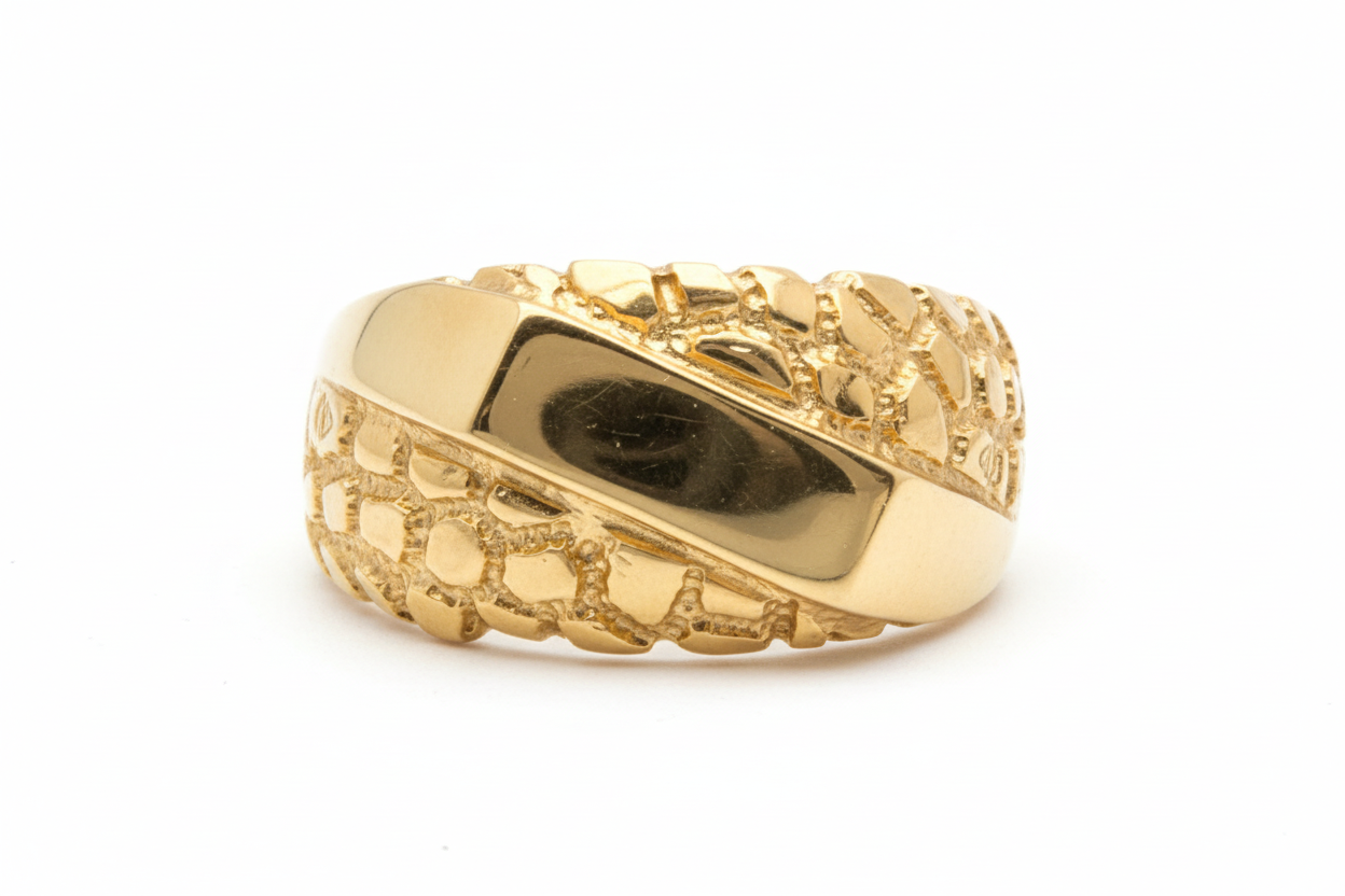 10K Solid Gold Nugget Ring - Size 8
