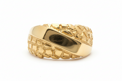 10K Solid Gold Nugget Ring - Size 8