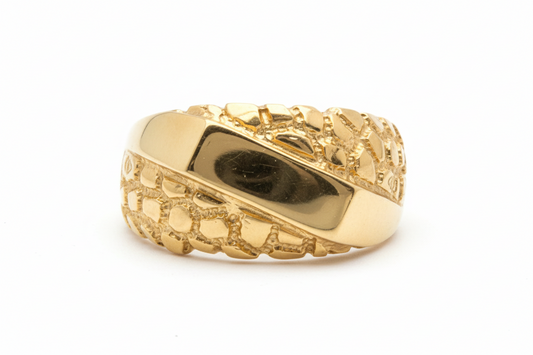 10K Solid Gold Nugget Ring - Size 8