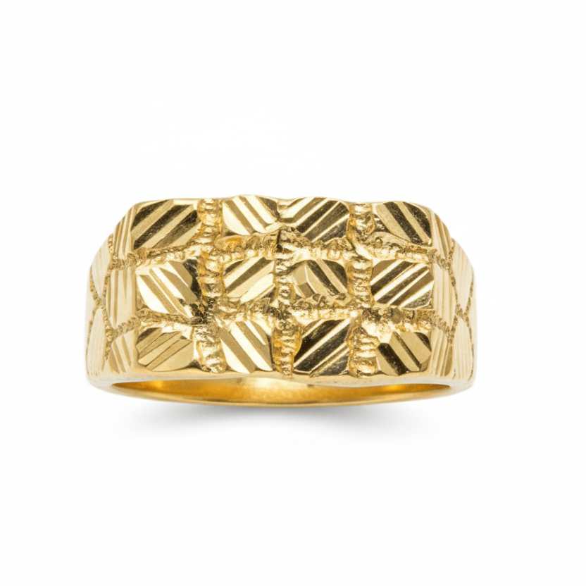 10K Solid Gold Nugget Ring - Size 7